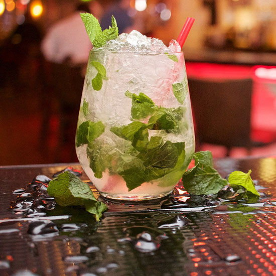 Mojito cocktail with mint leaves