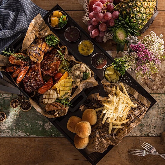 Food platter with various dishes