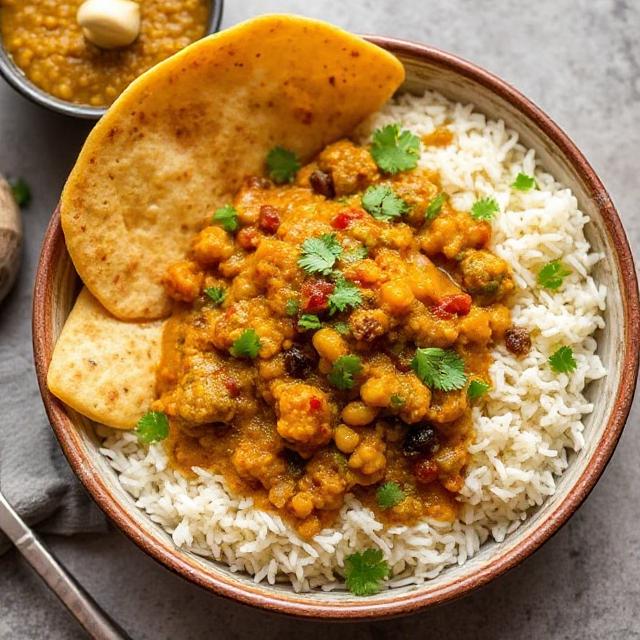Gujarati Khati Meethi Daal and Rice